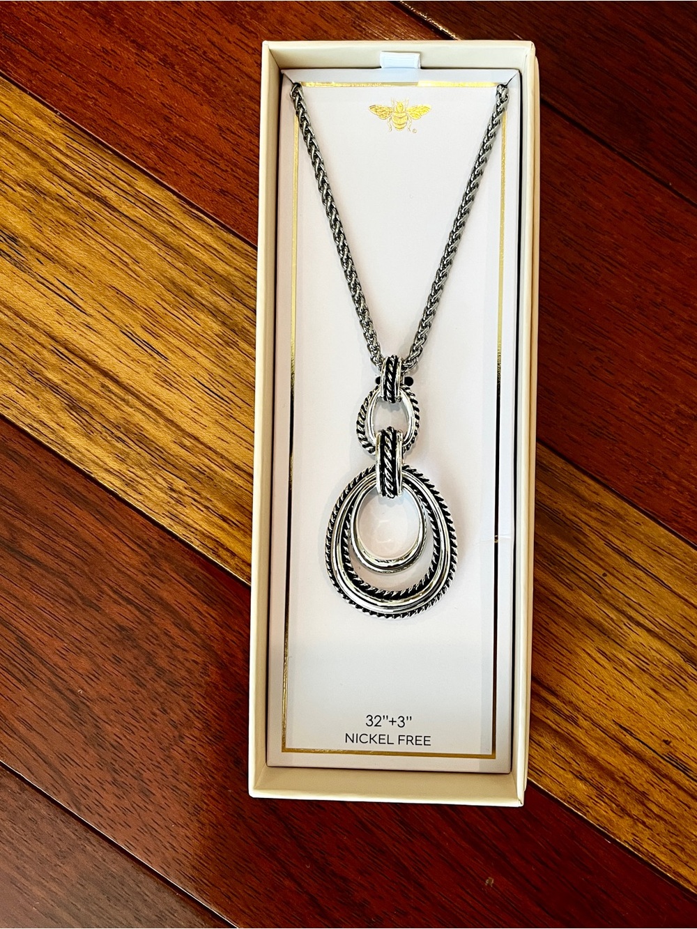 Bee Silver Tone Nickel Free 32" Necklace